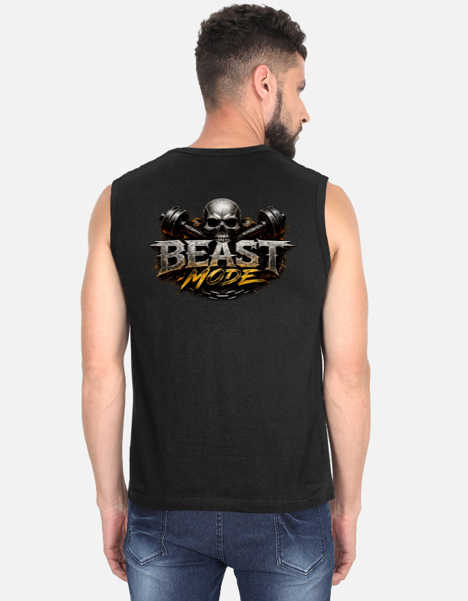 Beast Mentality Mens Sleeveless Tee Black Cut Off gym stringer tank top India