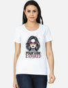 Beast Mentality Women's Classic White Graphic T-Shirt | 180 GSM Regular Fit Streetwear