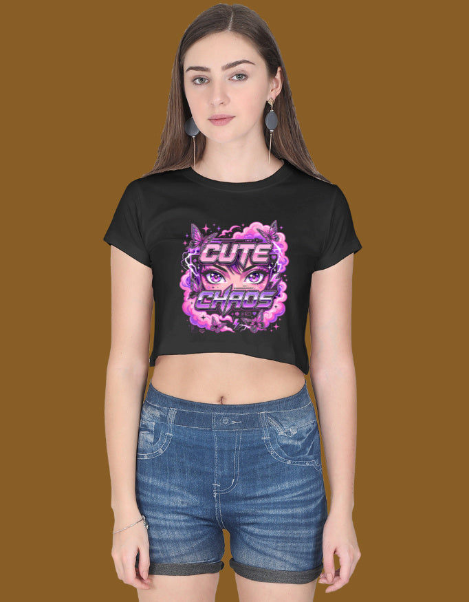 Beast Mentality Womens Crop Top Bold Black premium cotton crop tee streetwear India